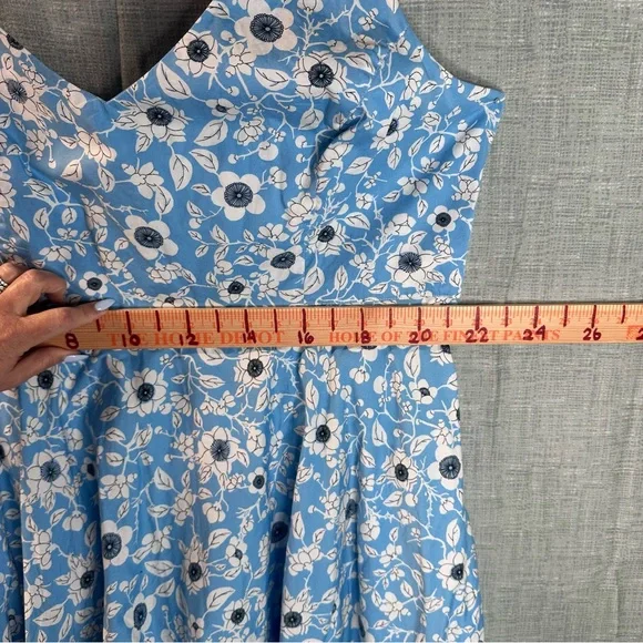 Hell Bunny Blue Floral 50s Retro Swing Dress 4XL Pockets Rockabilly Pinup Swing - Picture 12 of 14